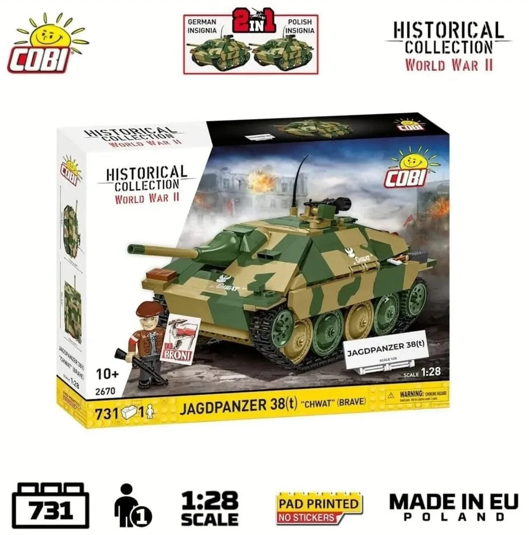 Jagdpanzer 38(t) "Brave" brick tank model - COBI 2670 - 731 bricks