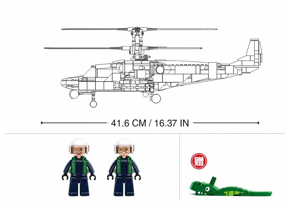 KA-52S brick model helicopter - Sluban M38-B1138 - 913 bricks - Image 4