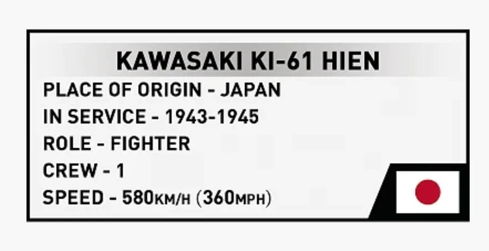 Kawasaki KI-61 - I Hien brick plane model - COBI 5872 - 141 bricks - Image 5