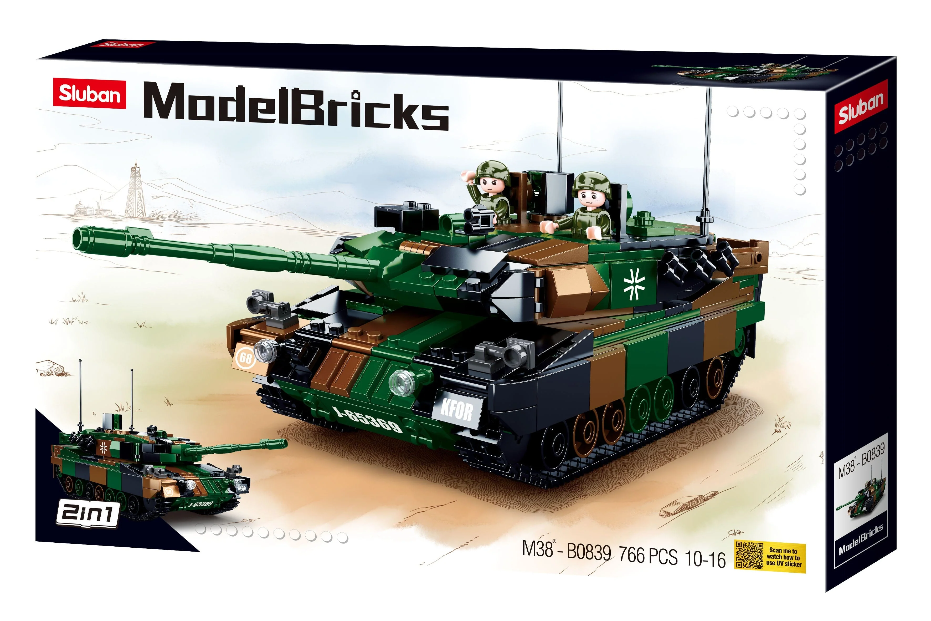 Leopard 2A5 brick tank model - Sluban M38-B0839 - 766 bricks - Image 4