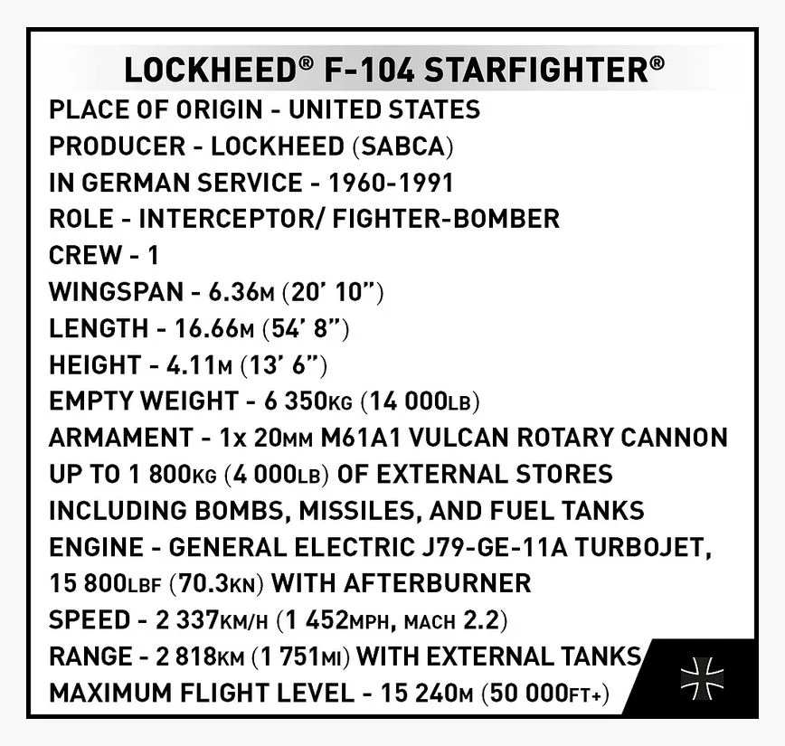 Lockheed F-104 Starfighter (Luftwaffe) brick plane model - COBI 5907 - 420 bricks - Image 9