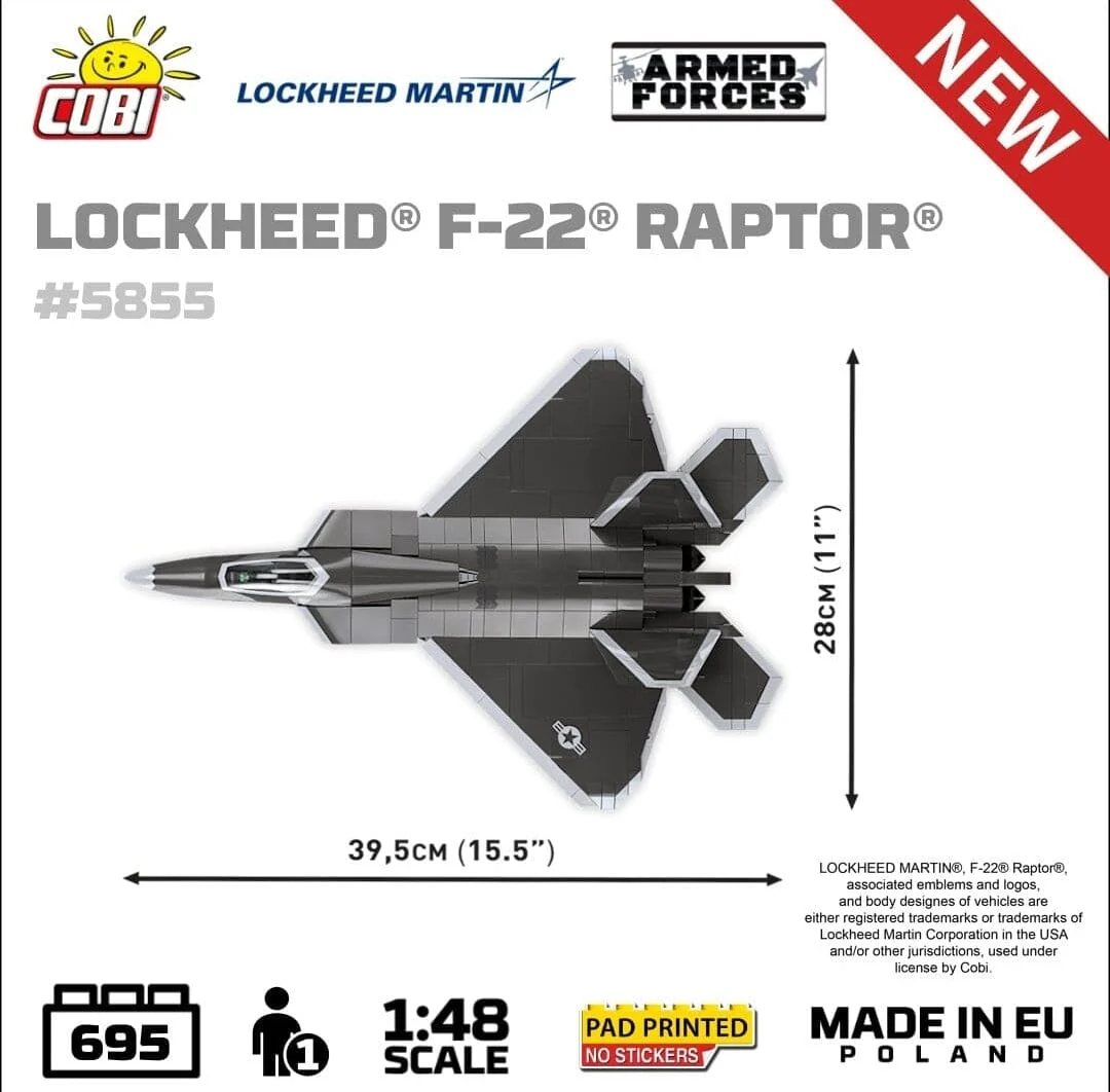 Lockheed F-22 Raptor brick plane model - COBI 5855 - 695 bricks - Image 3