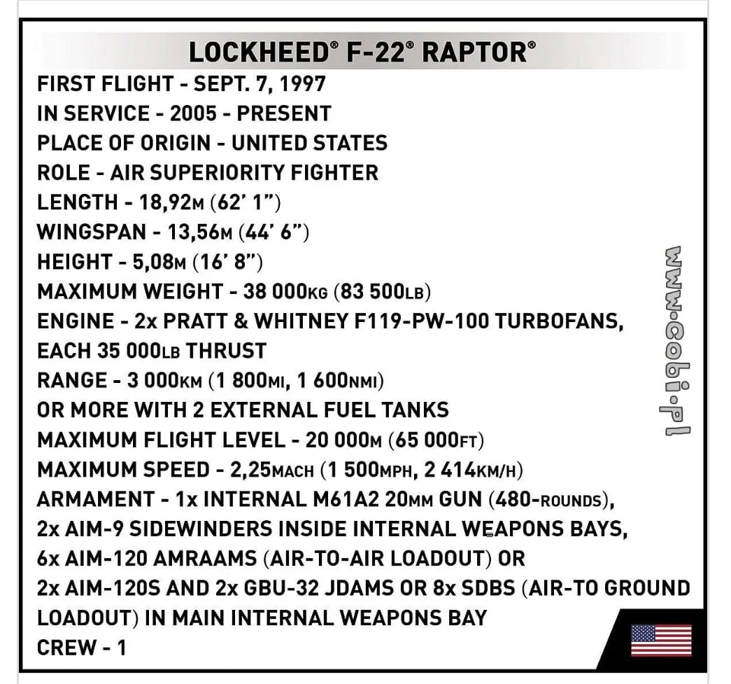 Lockheed F-22 Raptor brick plane model - COBI 5855 - 695 bricks - Image 9