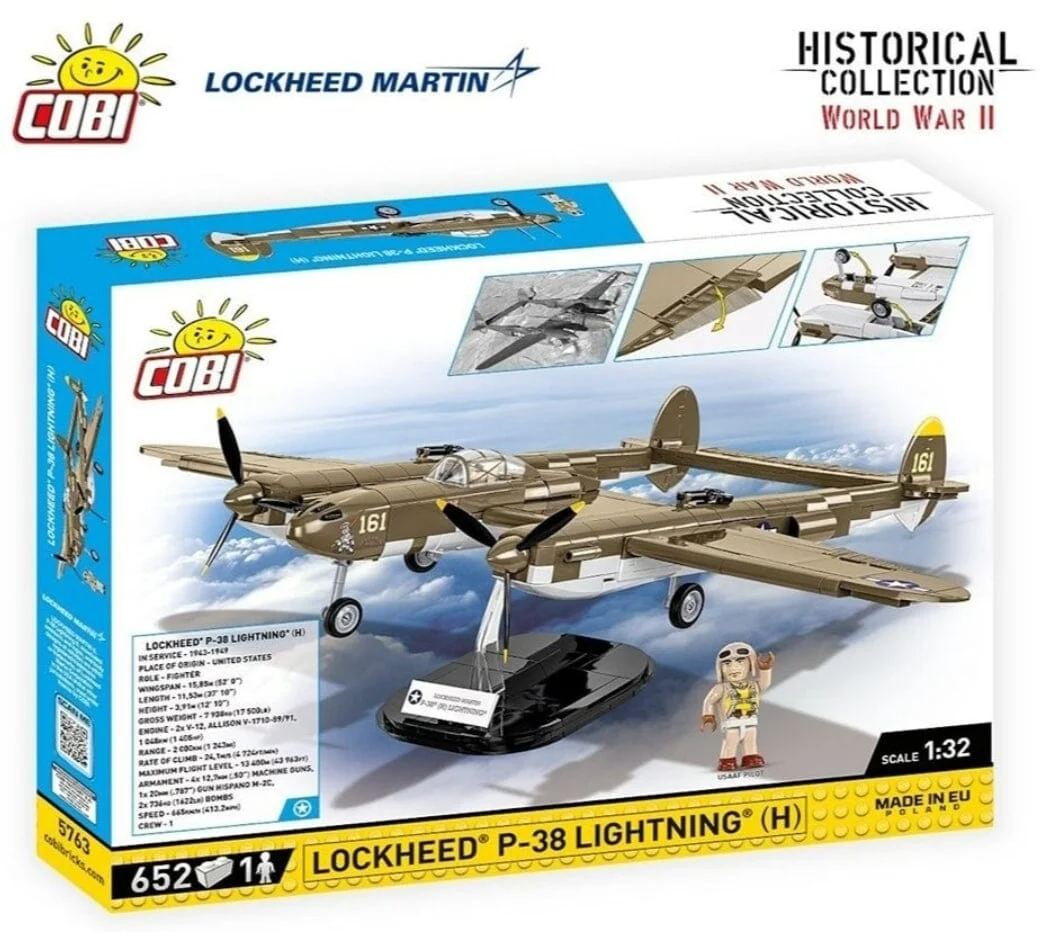 Lockheed P-38H Lightning plane brick model - COBI 5763 - 652 bricks - Image 4
