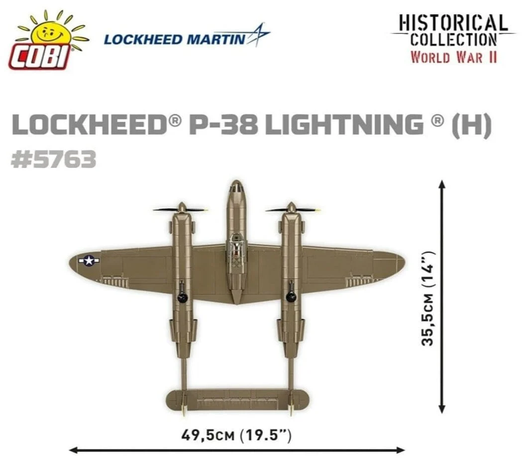 Lockheed P-38H Lightning plane brick model - COBI 5763 - 652 bricks - Image 5