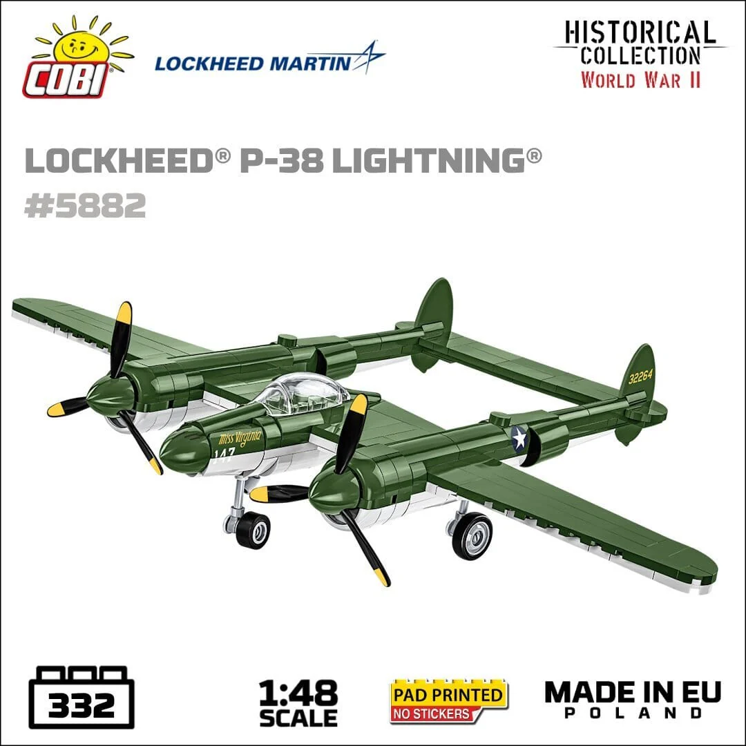 Lockheed P-38 Lightning plane brick model - COBI 5882 - 332 bricks - Image 4
