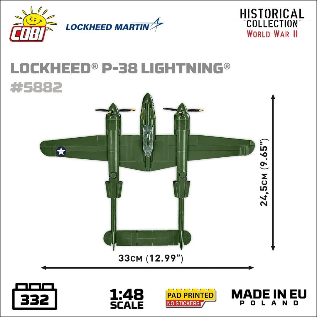 Lockheed P-38 Lightning plane brick model - COBI 5882 - 332 bricks - Image 5