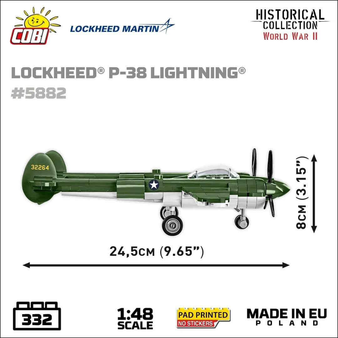 Lockheed P-38 Lightning plane brick model - COBI 5882 - 332 bricks - Image 6