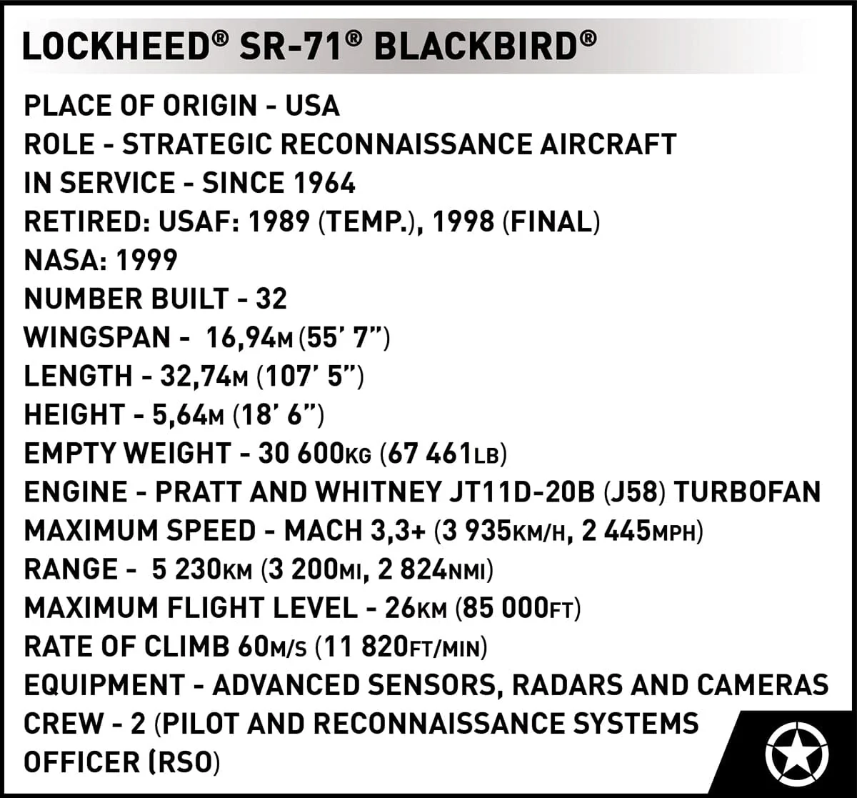 Lockheed SR-71 Blackbird brick aircraft model - COBI 5891 - 1330 bricks - Image 11