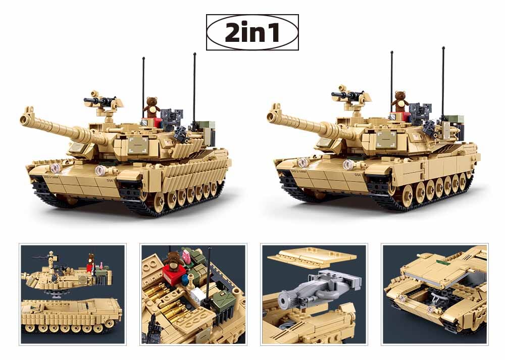 M1A2 Abrams (TUSK 2) brick tank model - Sluban M38-B1365 - 988 bricks - Image 3