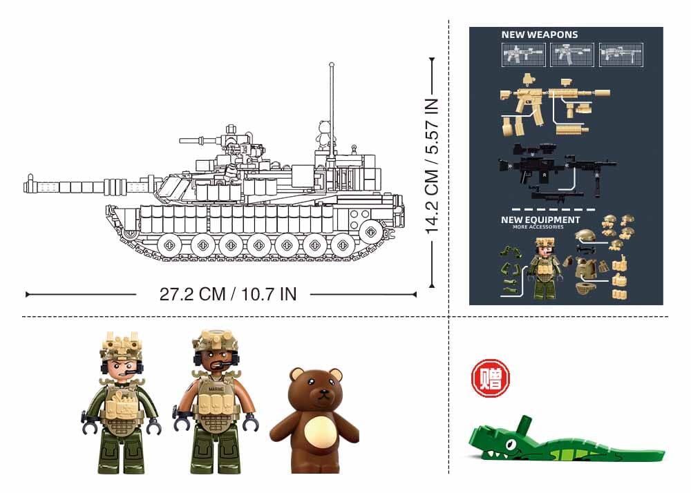 M1A2 Abrams (TUSK 2) brick tank model - Sluban M38-B1365 - 988 bricks - Image 6