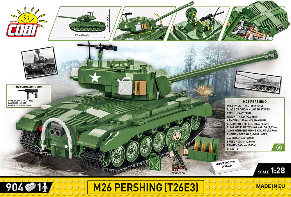 M26 Pershing (T26E3) brick tank model - COBI 2564 - 904 bricks - Image 4