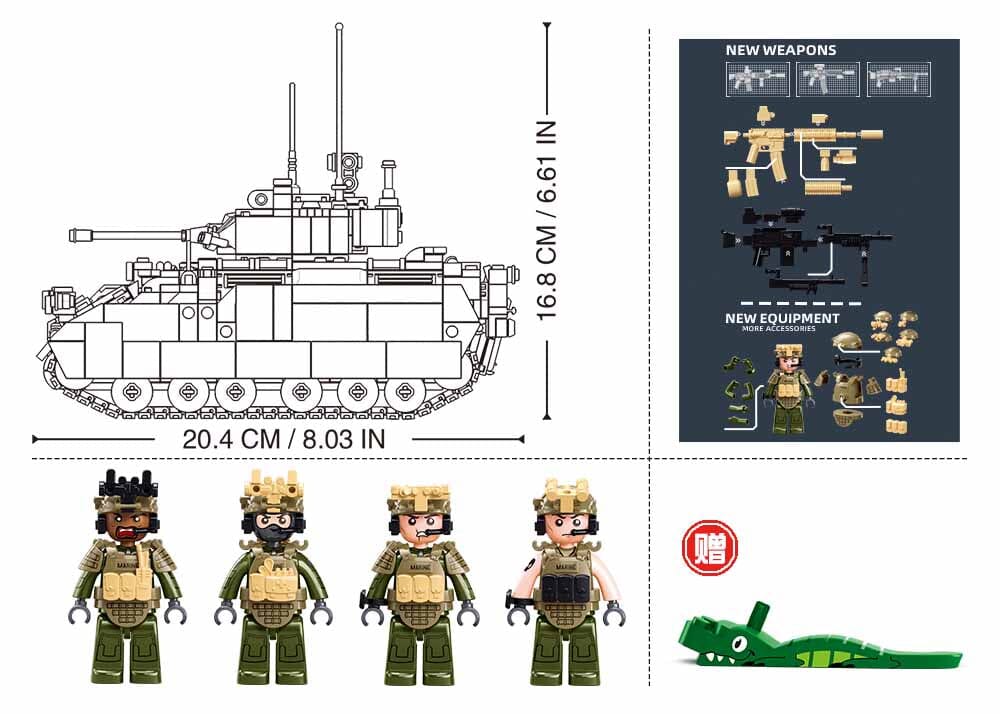 M3A3S Bradley brick tank model - Sluban M38-B1363 - 905 bricks - Image 3