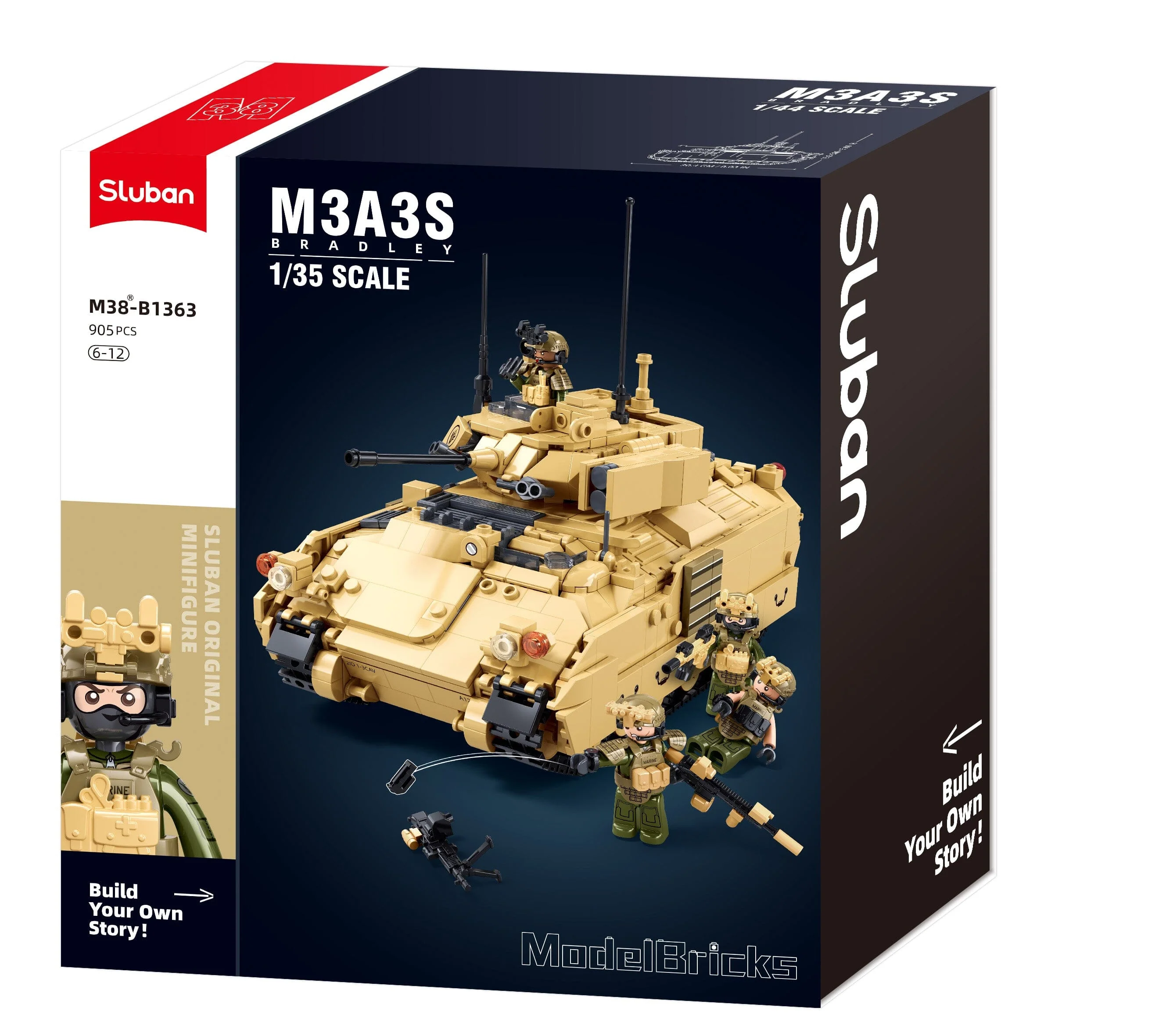 M3A3S Bradley brick tank model - Sluban M38-B1363 - 905 bricks - Image 6