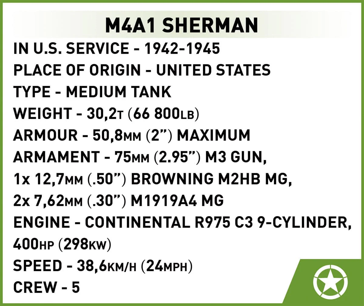 M4A1 Sherman brick tank model - COBI 3126 - 663 bricks - Image 14