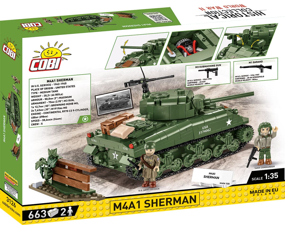 M4A1 Sherman brick tank model - COBI 3126 - 663 bricks - Image 9