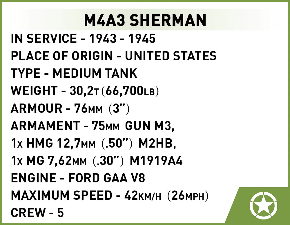 M4A3 Sherman tank brick model - COBI 2570 - 852 bricks - Image 4
