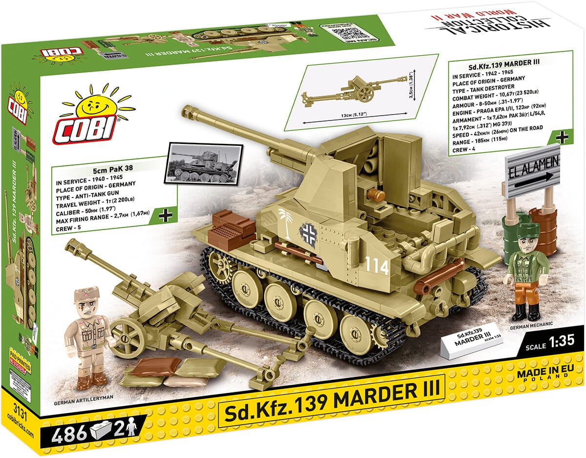 Marder III (Sd.Kfz.139) brick model tank - COBI 3131 - 486 bricks - Image 8