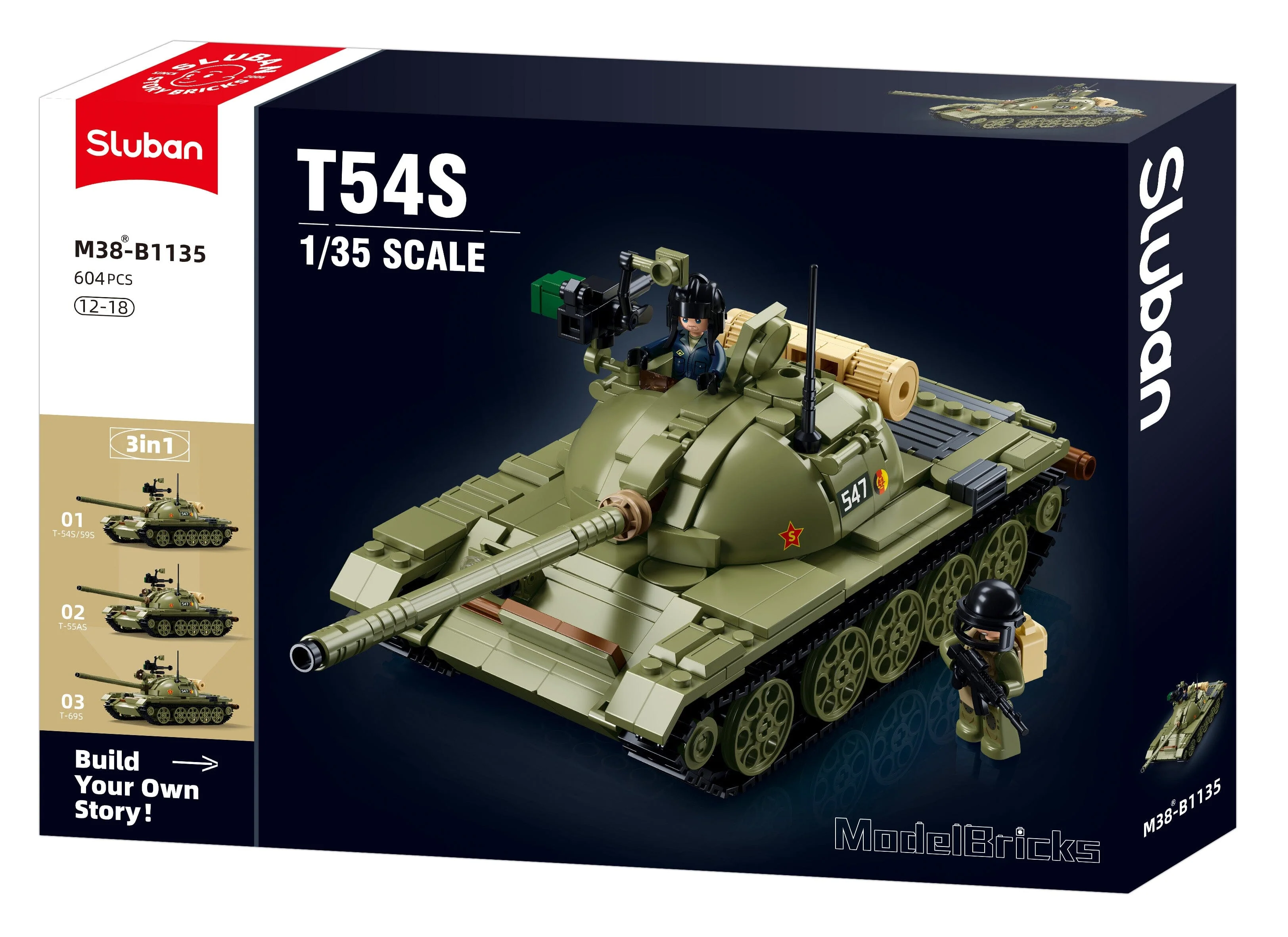 T-54S (3 into 1) brick tank model - Sluban M38-B1135 - 604 bricks - Image 5