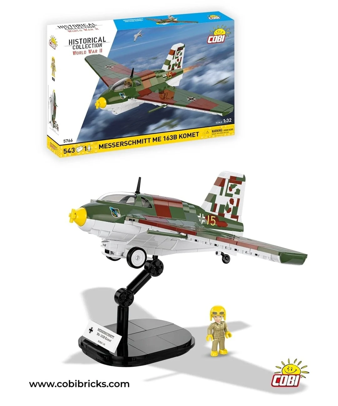 Messerschmitt Me 163B Komet brick plane model - COBI 5766 - 543 bricks