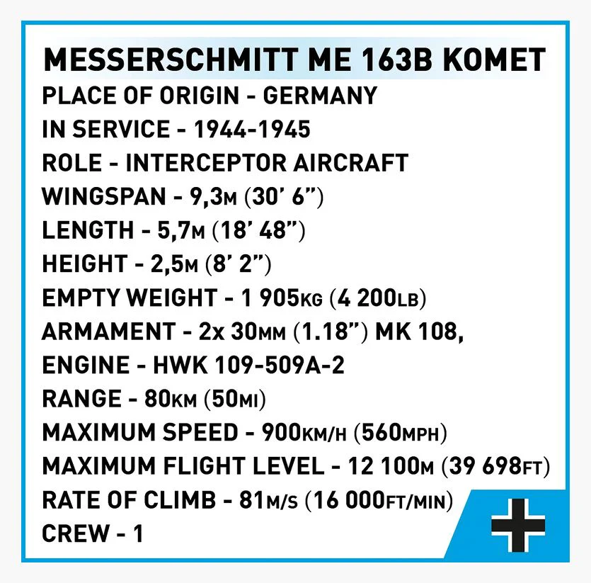 Messerschmitt Me 163B Komet brick plane model - COBI 5766 - 543 bricks - Image 9