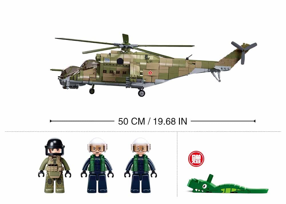 MI-24S brick model helicopter - Sluban M38-B1137 - 893 bricks - Image 3