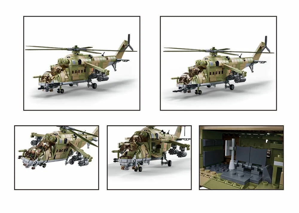 MI-24S brick model helicopter - Sluban M38-B1137 - 893 bricks - Image 4
