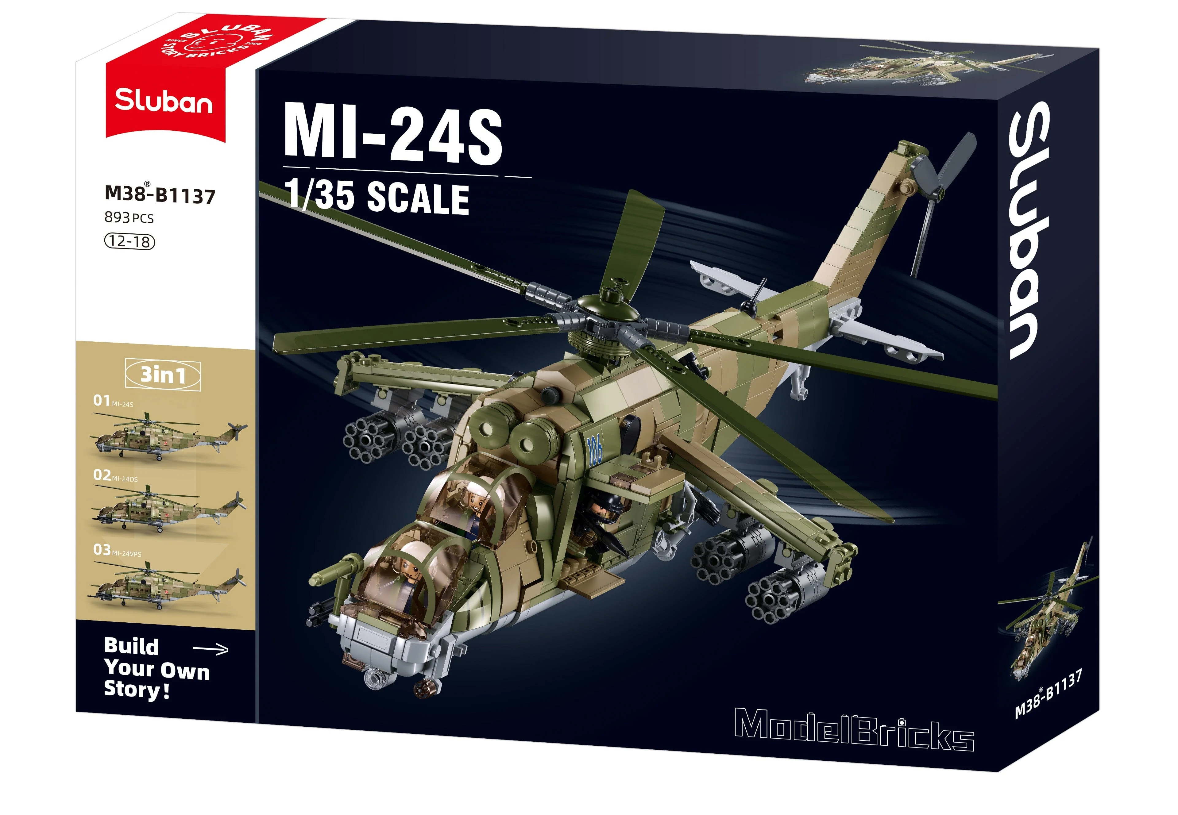 MI-24S brick model helicopter - Sluban M38-B1137 - 893 bricks - Image 5