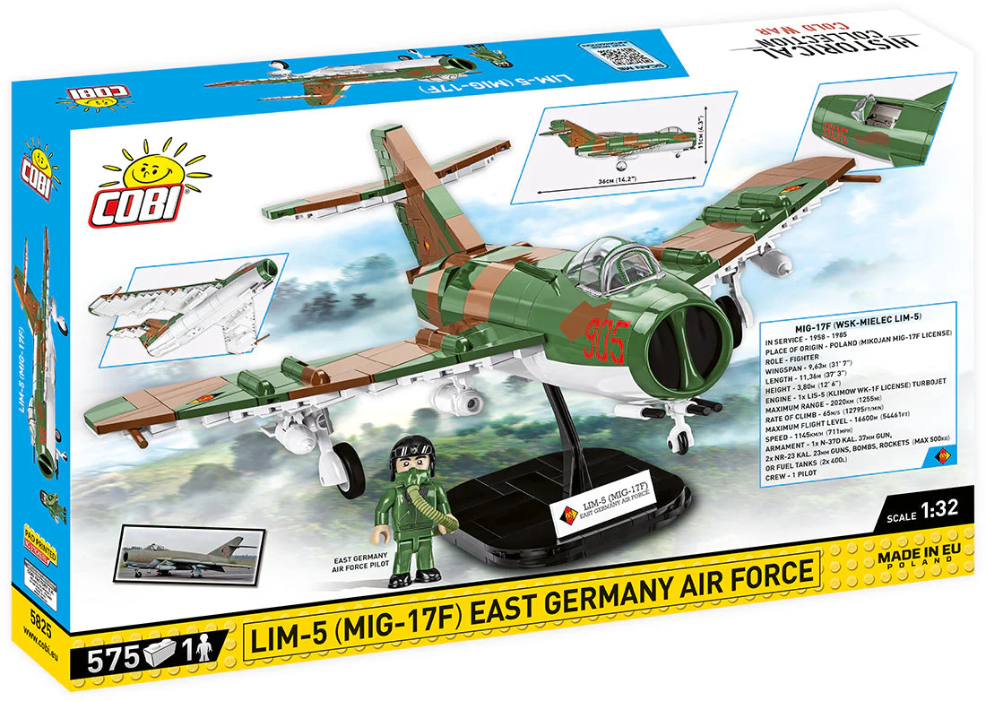 LIM 5 MIG-17F East German Cold War brick plane model - COBI 5825 - 575 bricks - Image 5