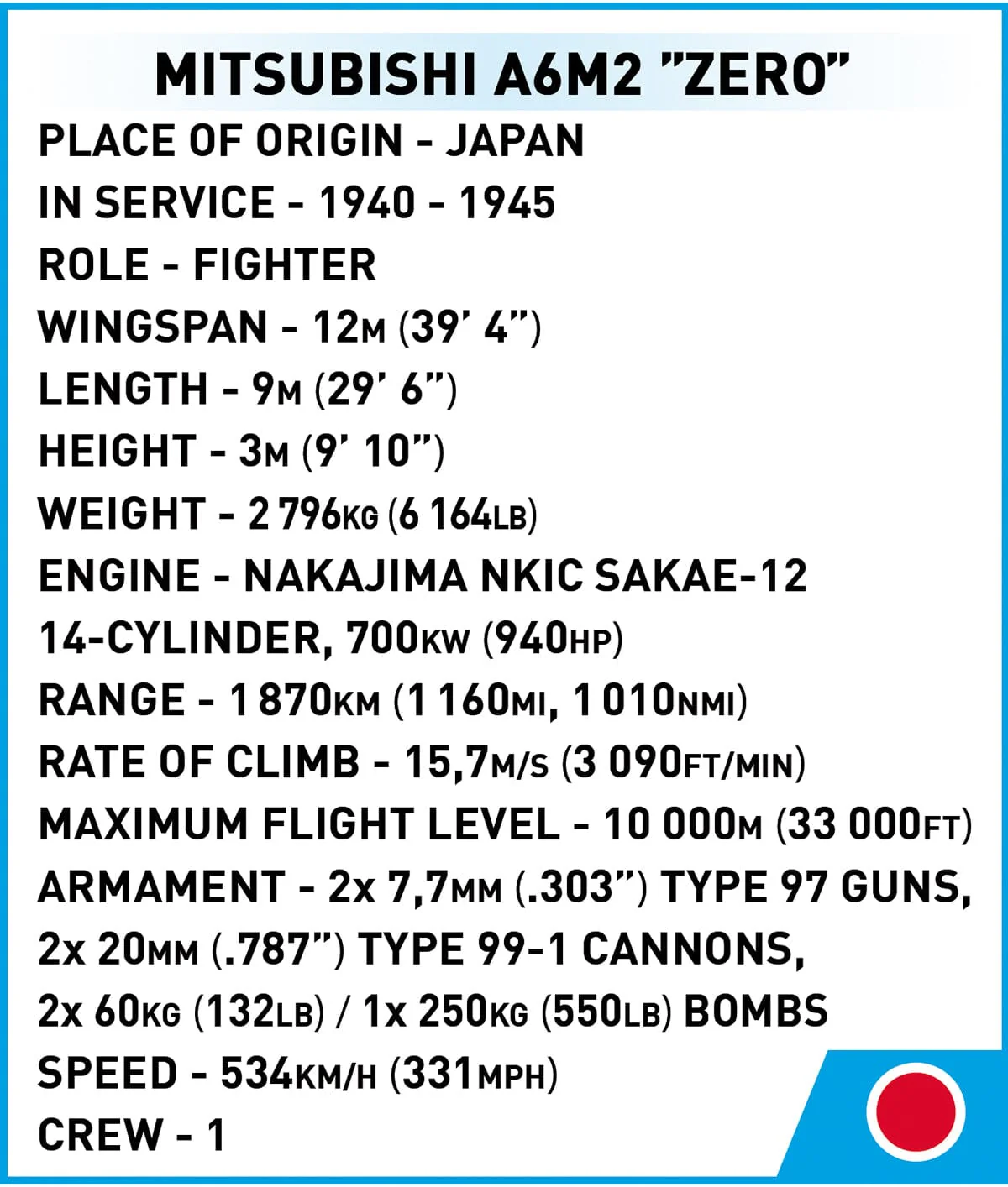 Mitsubishi A6M2 Zero brick plane model - COBI 5861 - 170 bricks - Image 7