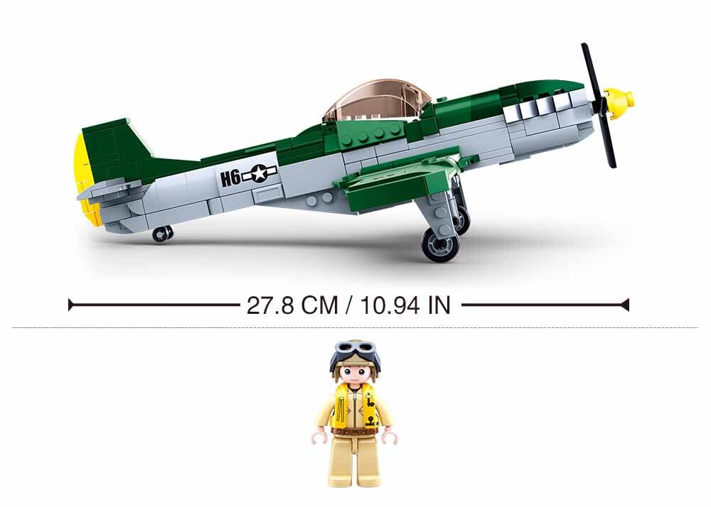 P-51D Fighter brick model plane - Sluban M38-B0857 - 323 bricks - Image 3