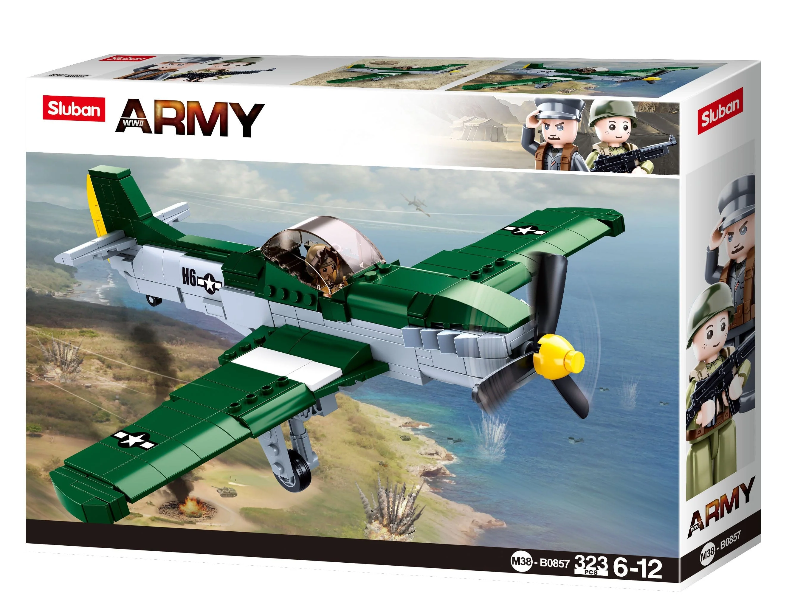 P-51D Fighter brick model plane - Sluban M38-B0857 - 323 bricks - Image 5