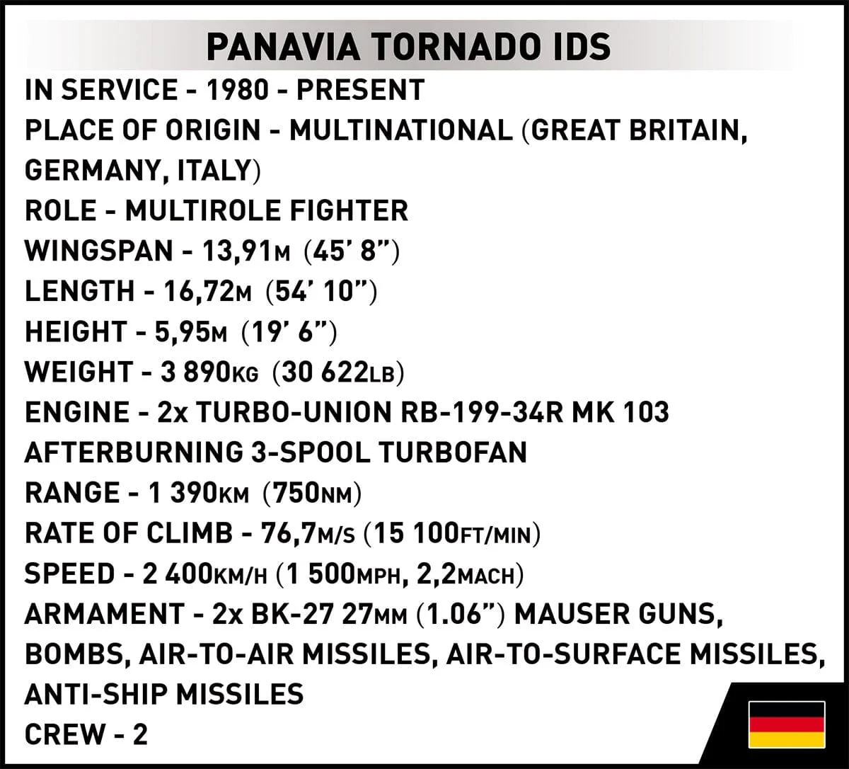 Panavia Tornado IDS German brick plane model - COBI 5853 - 493 bricks - Image 13