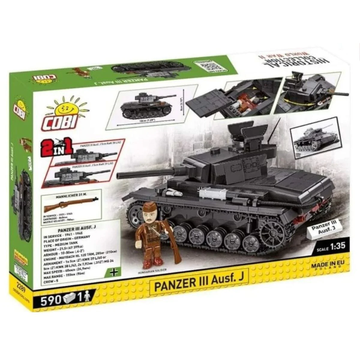 Panzer III Ausf. J brick tank model - COBI 2289 - 590 bricks - Image 2
