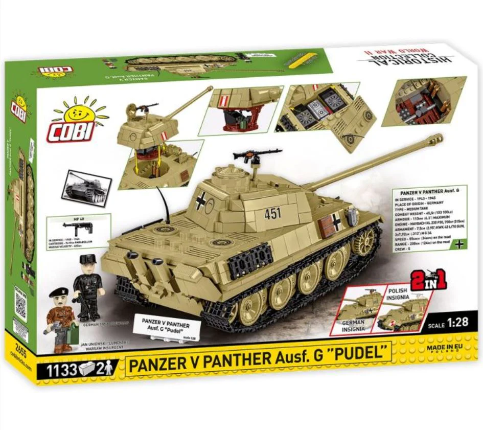 Panzer V Panther AUSF.G 'Pudel' brick model tank - COBI 2655 - 1133 bricks - Image 4