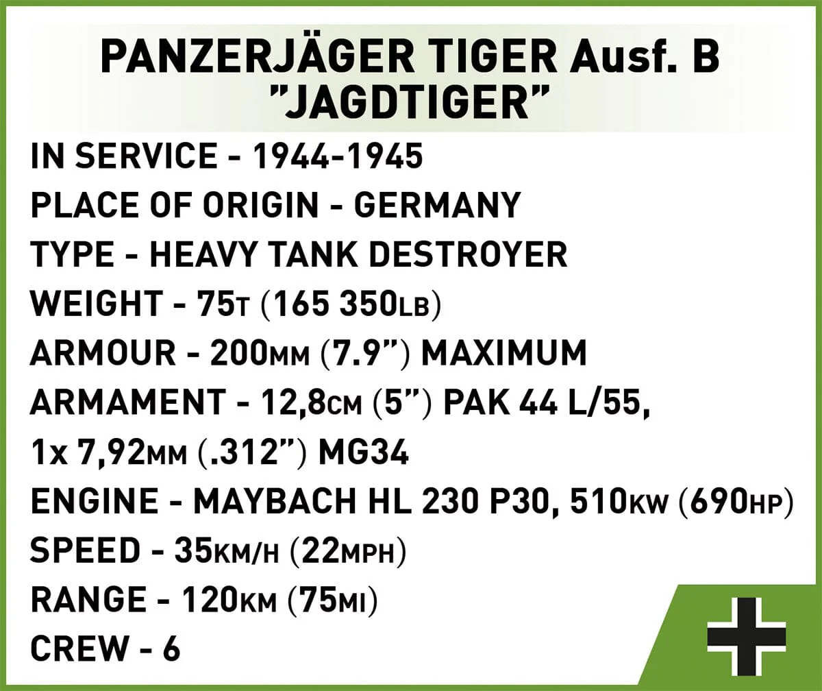 Panzerjager Tiger Ausf. B 'Jagdtiger' brick tank model - COBI 2733 - 528 bricks - Image 9