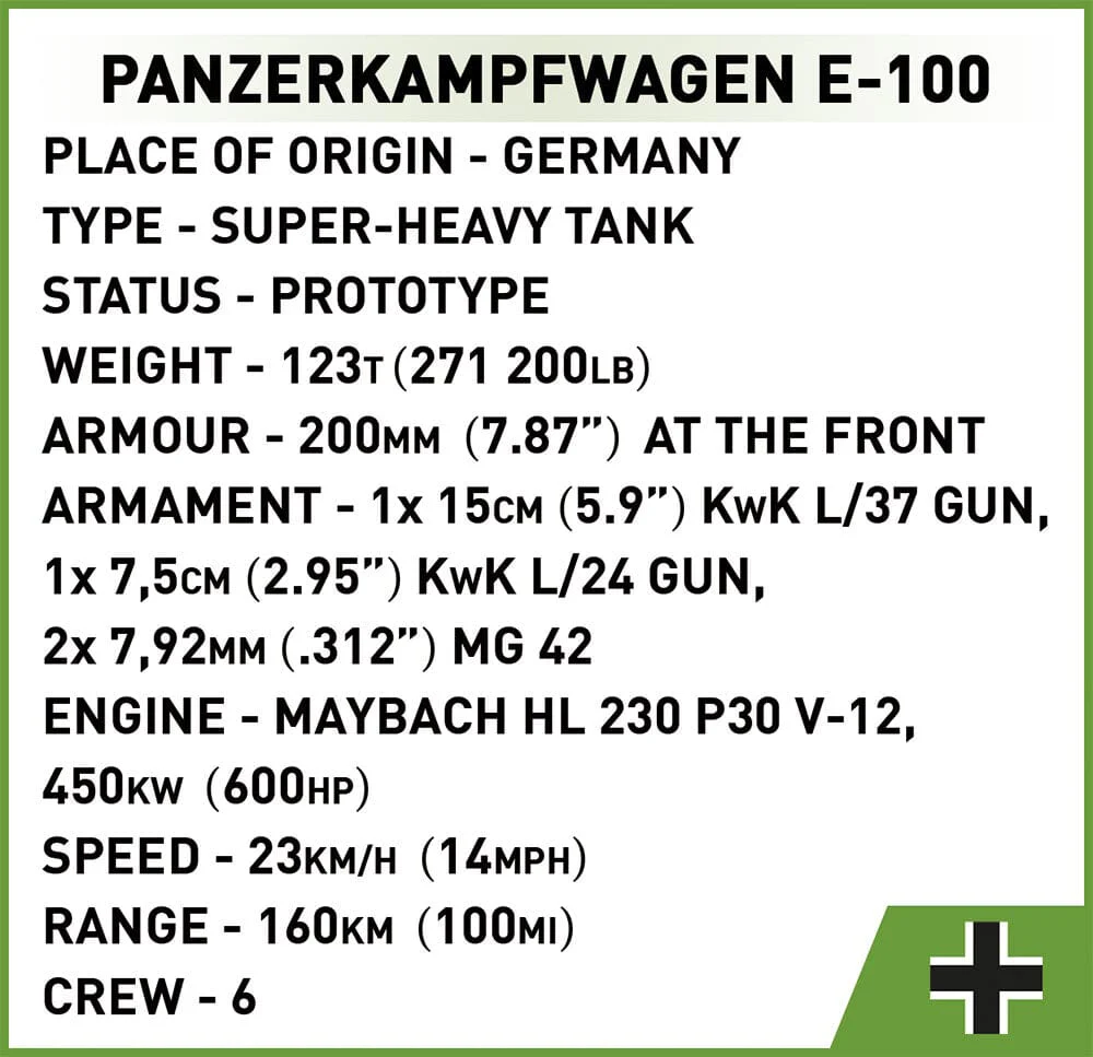 Panzerkampfwagen E-100 brick tank model - COBI 2572 - 1511 bricks - Image 13