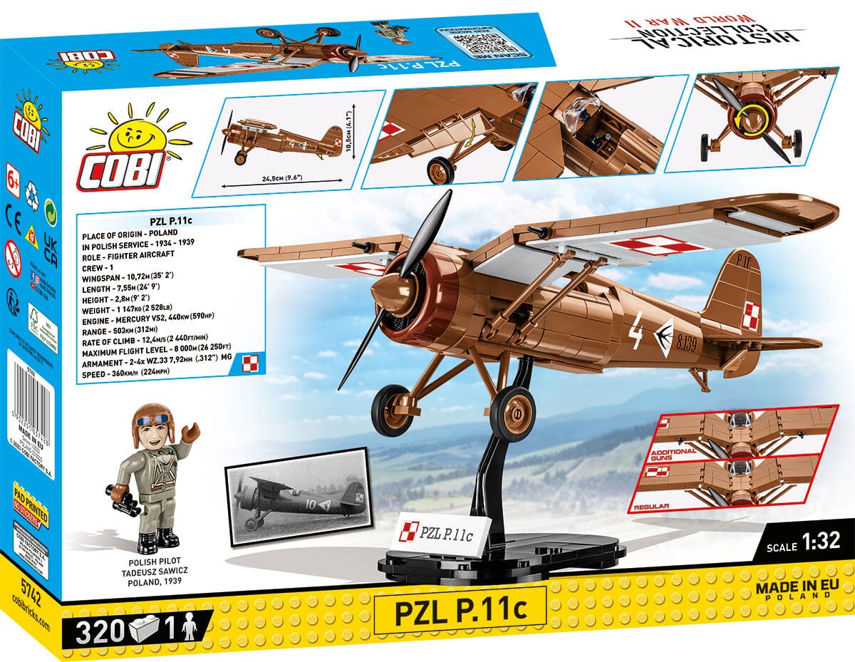 PZL P.11c Polish brick plane model - COBI 5742 - 320 bricks - Image 2