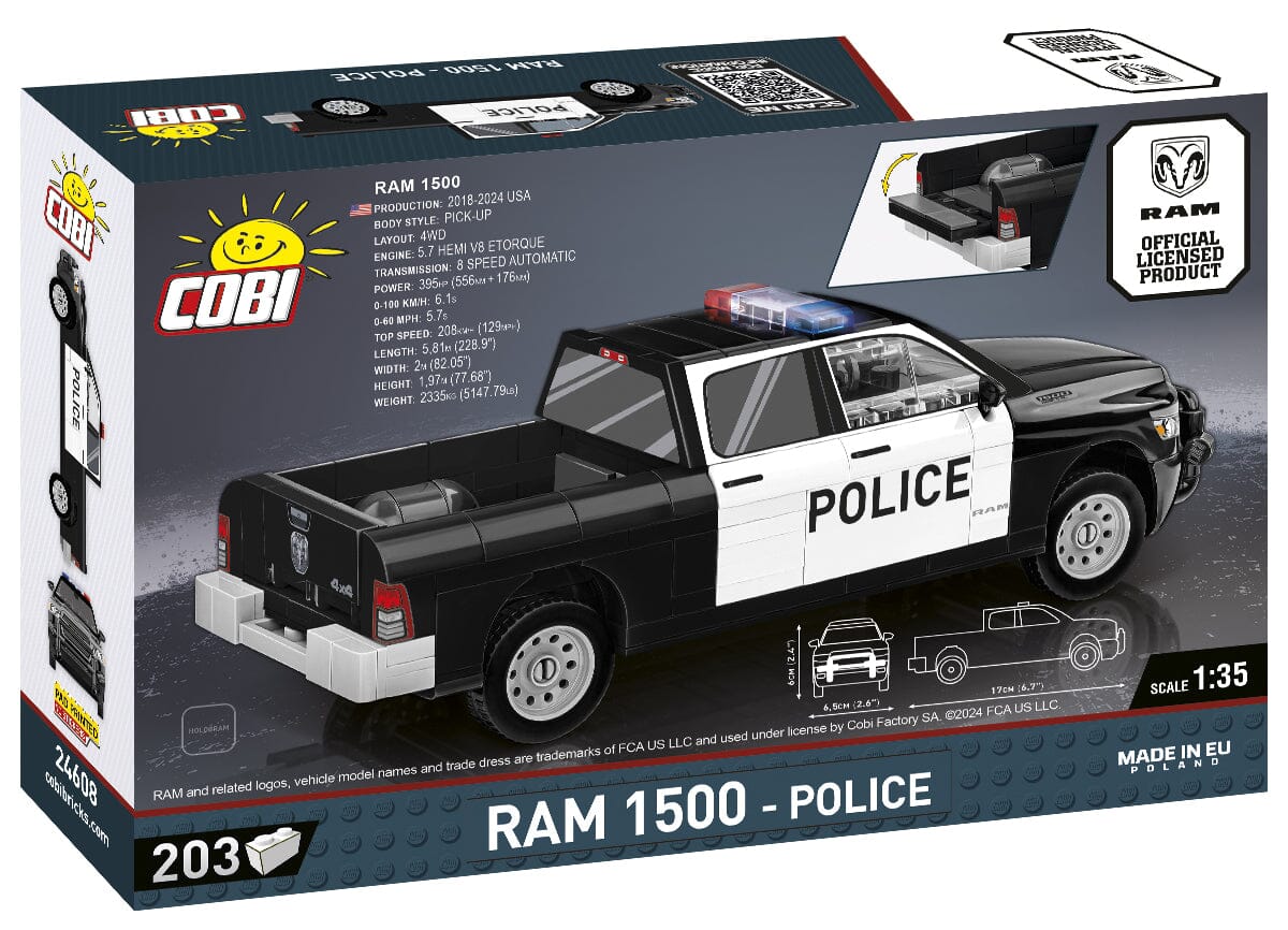 RAM 1500 brick model Police pickup truck - COBI 24608 - 203 bricks - Image 4