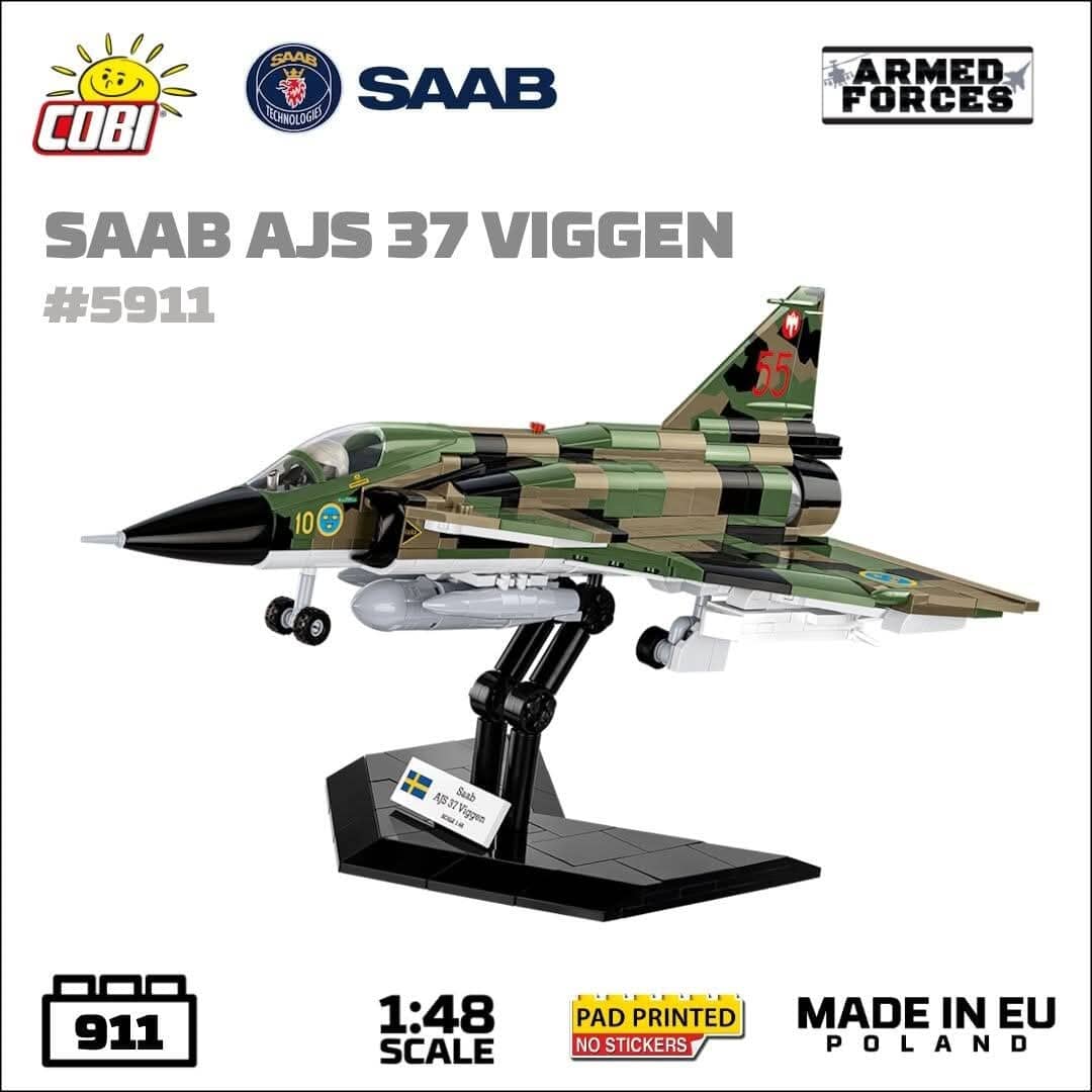 Saab AJS37 Viggen brick plane model - COBI 5911 - 910 bricks - Image 2