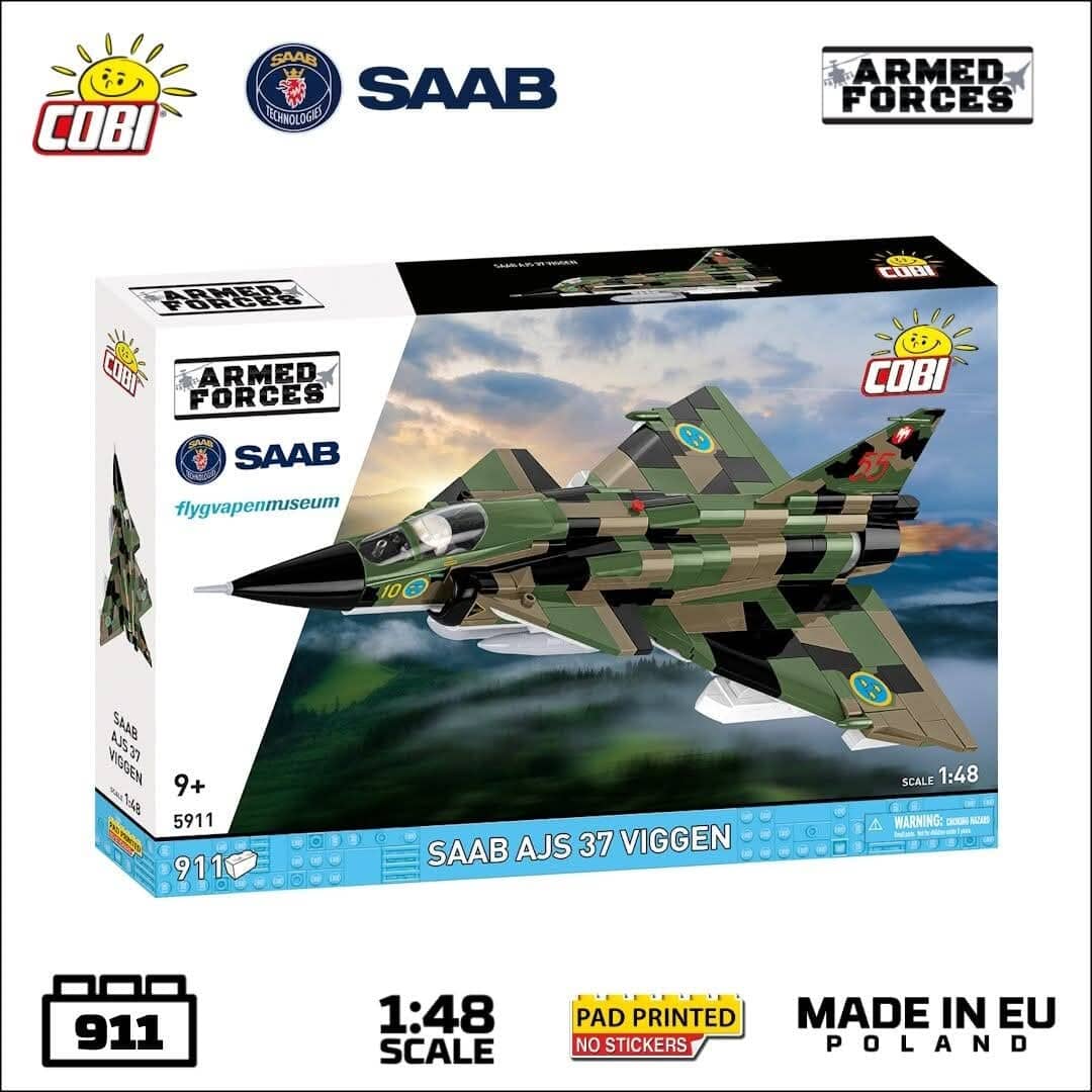 Saab AJS37 Viggen brick plane model - COBI 5911 - 910 bricks - Image 3