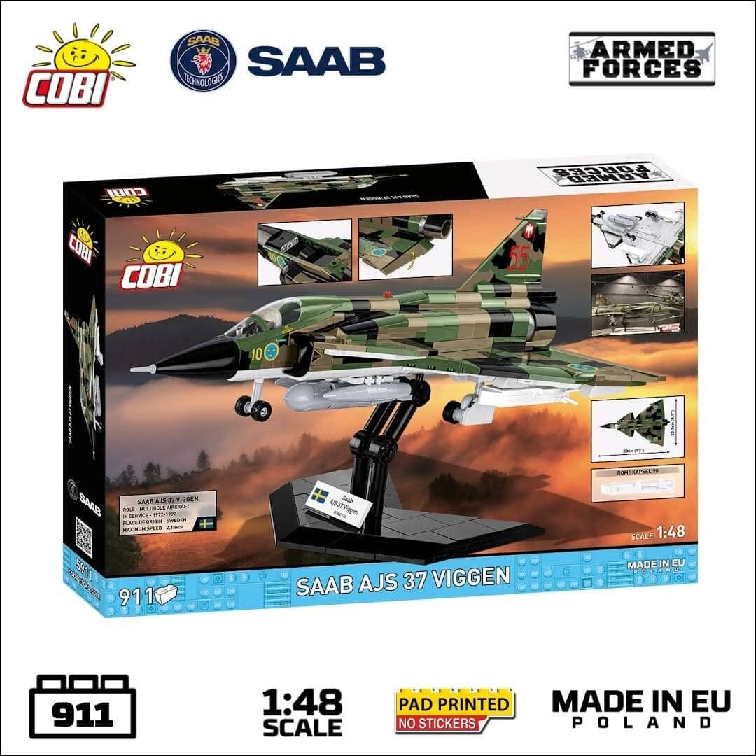 Saab AJS37 Viggen brick plane model - COBI 5911 - 910 bricks - Image 4