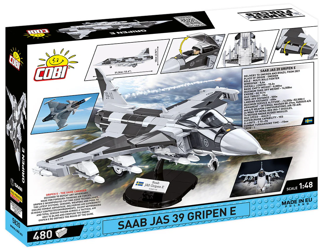 Saab JAS 39 Gripen E brick plane model - COBI 5820 - 480 bricks - Image 2