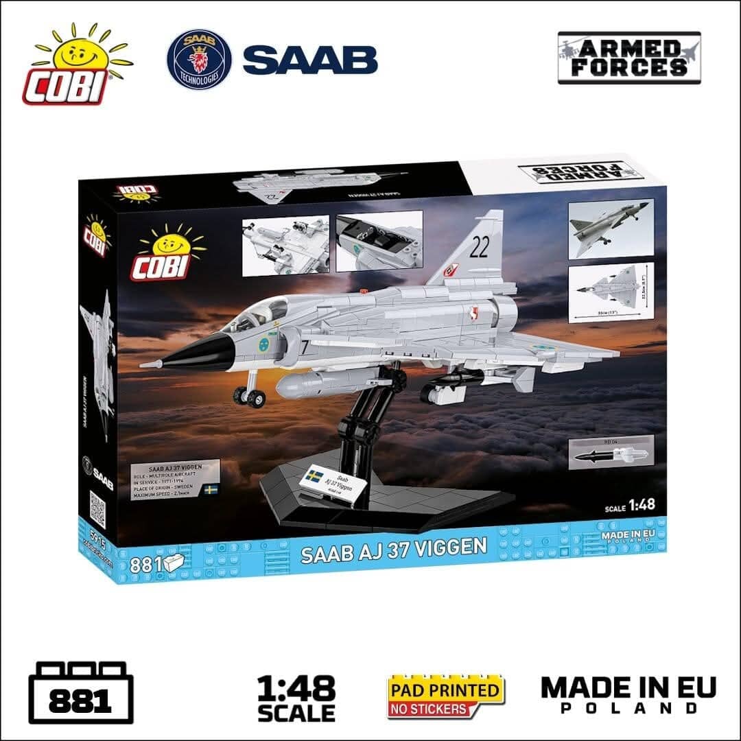 Saab VJ37 Viggen brick plane model - COBI 5915 - 881 bricks - Image 4