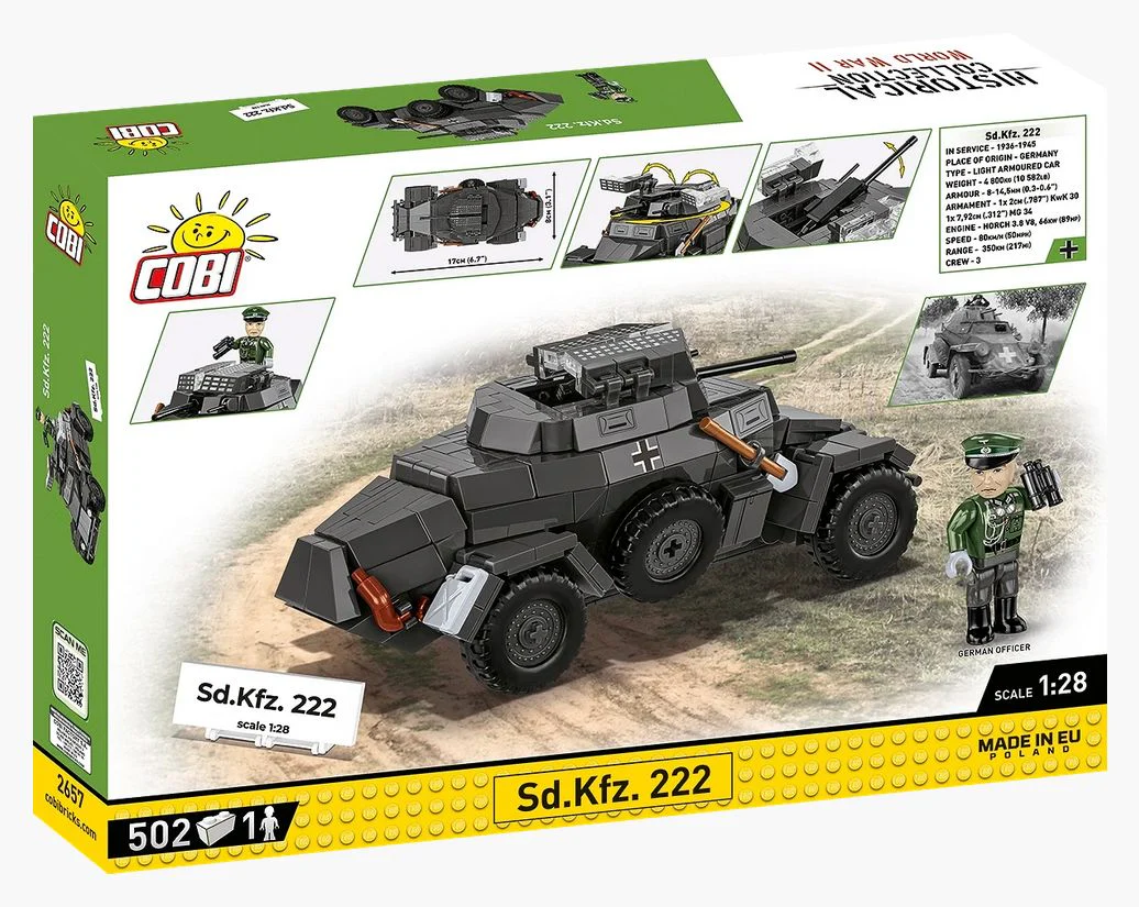 Sd.Kfz.222 armoured car brick model - COBI 2657 - 502 bricks - Image 5