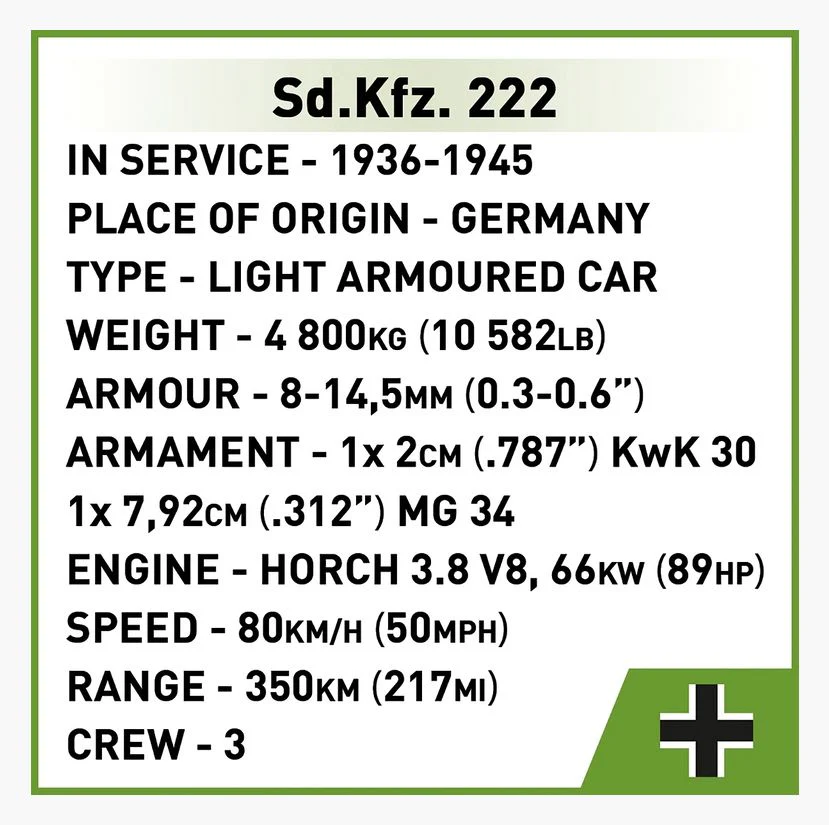 Sd.Kfz.222 armoured car brick model - COBI 2657 - 502 bricks - Image 7