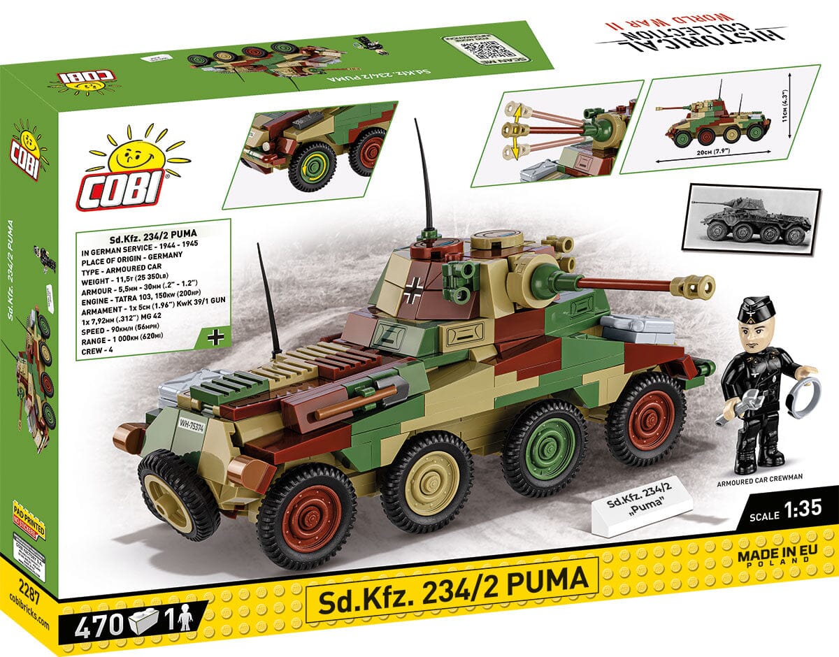 Sd. Kfz 234/2 Puma brick armoured car model - COBI 2287 - 470 bricks - Image 3