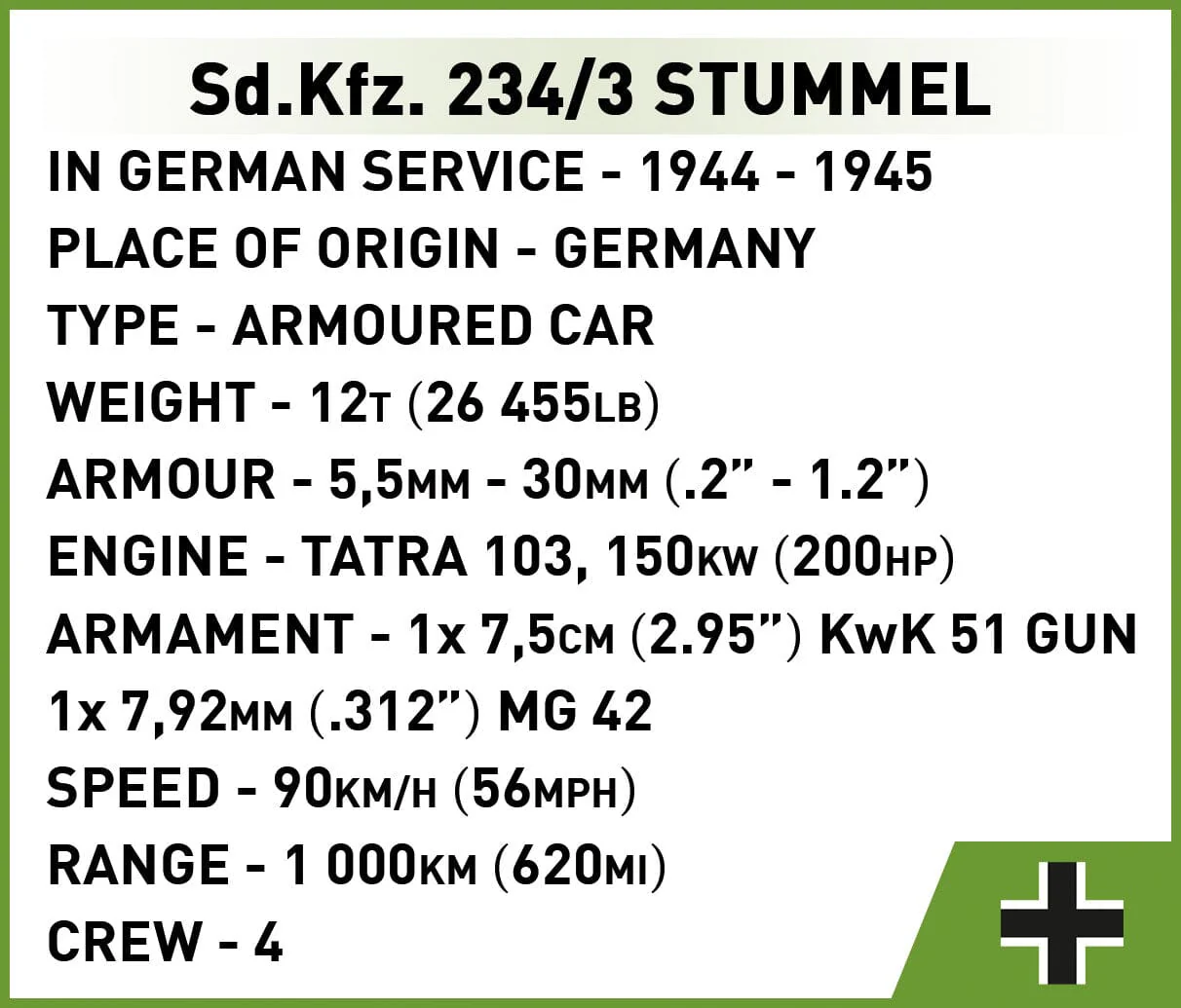 Sd. Kfz 234/3 Stummel brick armoured car model - COBI 2288 - 438 bricks - Image 12