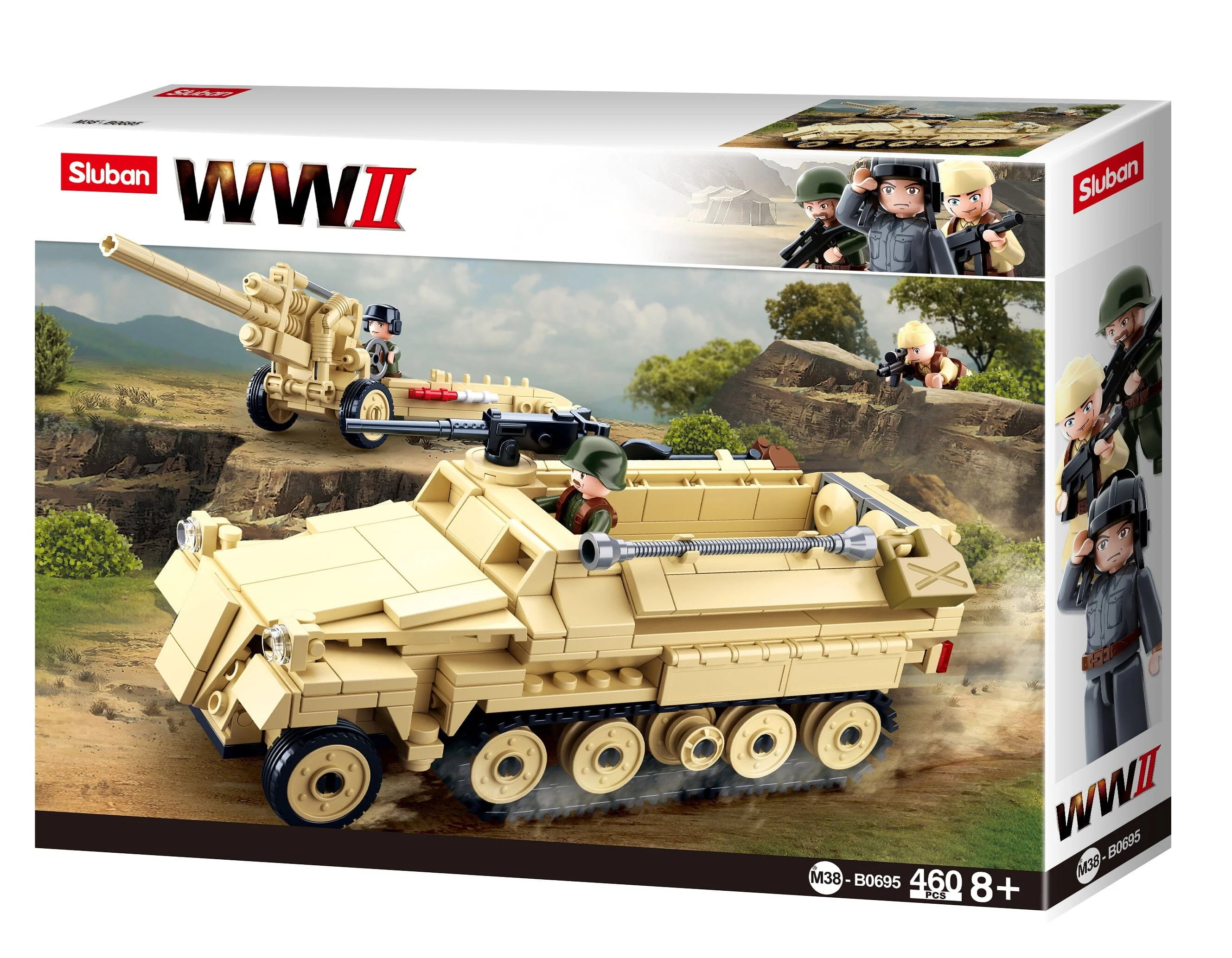 Sd.Kfz.251 Half track K18 105MM cannon brick model - Sluban M38-B0695 - 460 bricks - Image 2