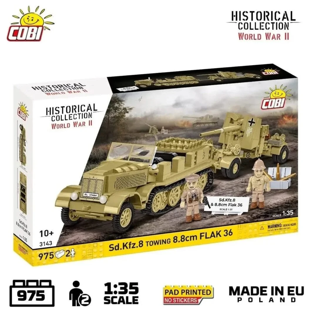 SD.Kfz.8 towing 8.8cm Flak 36 brick model - COBI 3143 - 975 bricks - Image 2